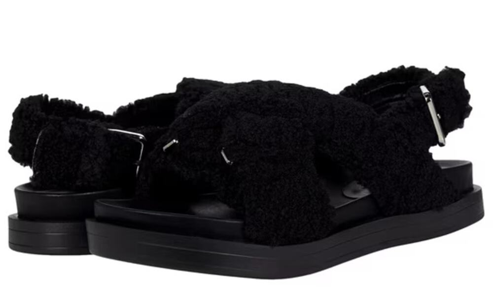 Aerosoles Womens Loma Slippers Size 6.5 M Black Vegan Shearling NIB